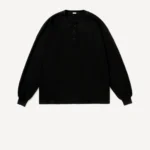 A.Presse Cashmere Blend Wafflel Henley Neck Shirt - Black