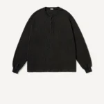 A.Presse Cashmere Blend Wafflel Henley Neck Shirt - Charcoal