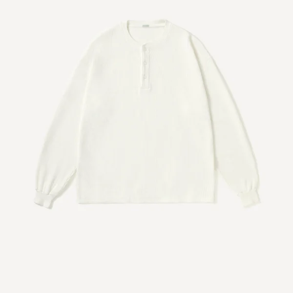A.Presse Cashmere Blend Wafflel Henley Neck Shirt - White