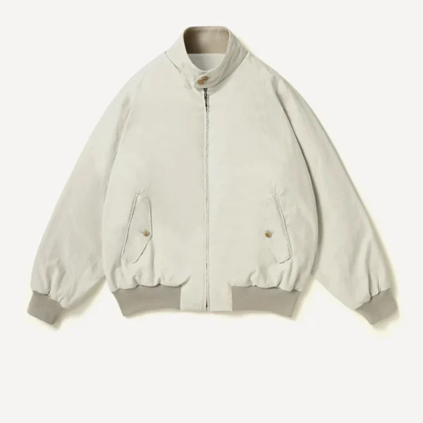A.Presse Cotton Silk Back Gabardine Harrington Jacket - Ecru