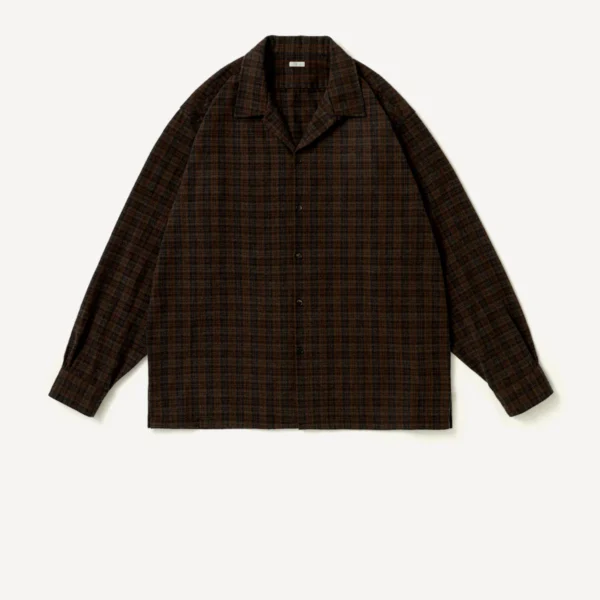 A.Presse Silk Nep Loop Collar Shirt - Brown