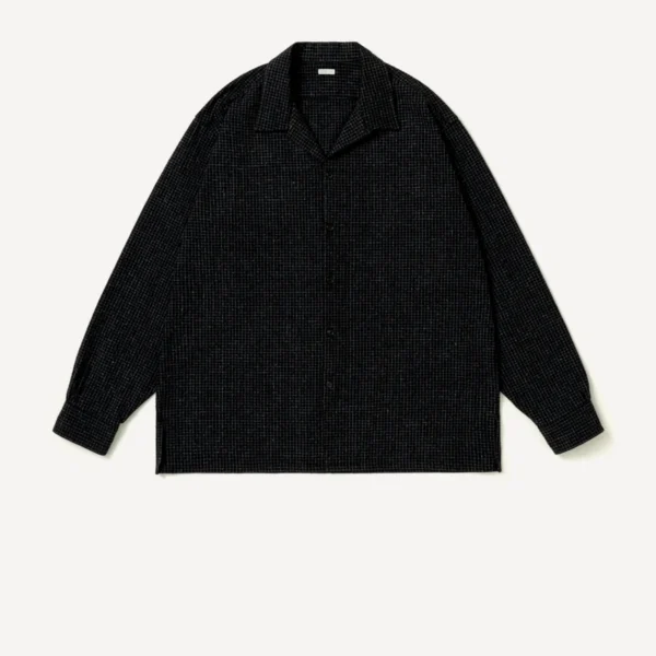 A.Presse Silk Nep Loop Collar Shirt - Black