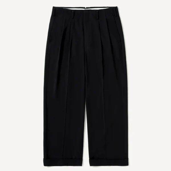A.Presse Wool Wide Tapered Trouser - Navy