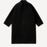 A.PRESSE Cashmere Silk Balmacaan Long Coat - Black