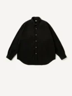 A.PRESSE Double Weave Twill Regular Collar Shirt Black
