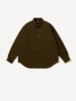 A.PRESSE Double Weave Twill Regular Collar Shirt D.Olive
