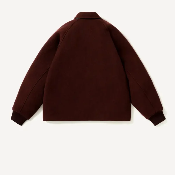 A.PRESSE High Twist Cashmere Melton Coach Jacket - Burgundy