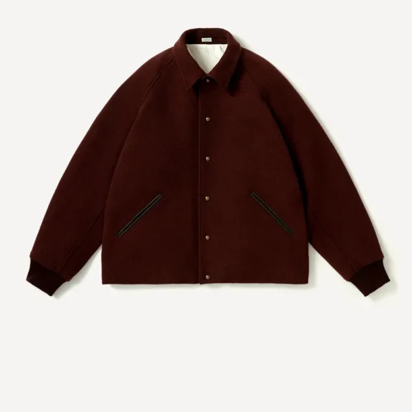 A.PRESSE High Twist Cashmere Melton Coach Jacket - Burgundy