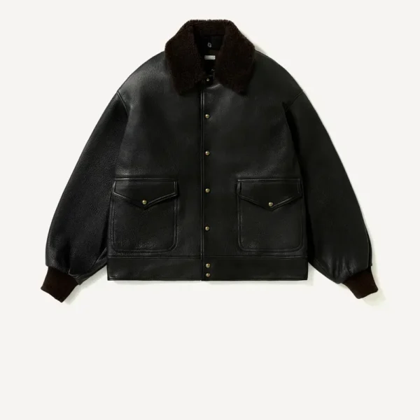 A.PRESSE Leather A-1 Flight Jacket - Black