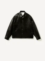 A.PRESSE Leather Coach Jacket - Black