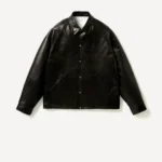 A.PRESSE Leather Coach Jacket - Black