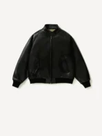 A.PRESSE Leather Harrington Jacket - Black