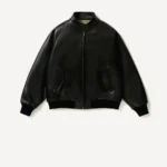 A.PRESSE Leather Harrington Jacket - Black