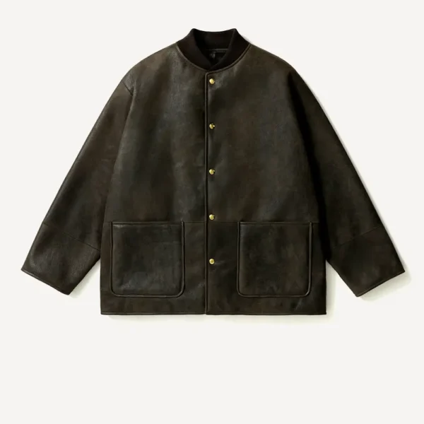 A.PRESSE Mouton Car Club Snap Coat - Brown