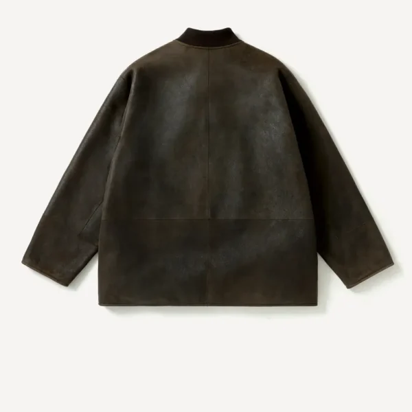 A.PRESSE Mouton Car Club Snap Coat - Brown
