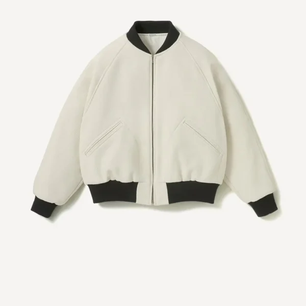 A.PRESSE Rigid High Twist Cashmere Melton Award Jacket - White