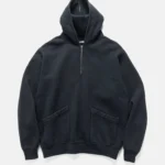A.pressse Sailor Hood Half Zip Sweatshirt Black front view