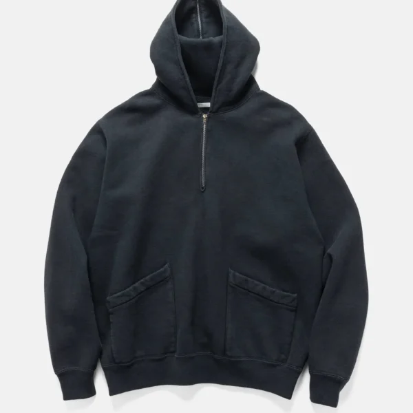 A.pressse Sailor Hood Half Zip Sweatshirt Black front view