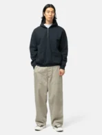 A.pressse Sailor Hood Half Zip Sweatshirt Black wearing side view