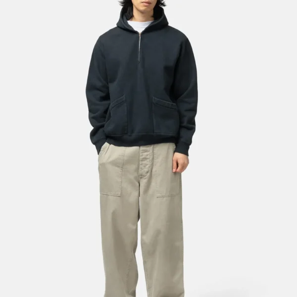 A.pressse Sailor Hood Half Zip Sweatshirt Black wearing side view
