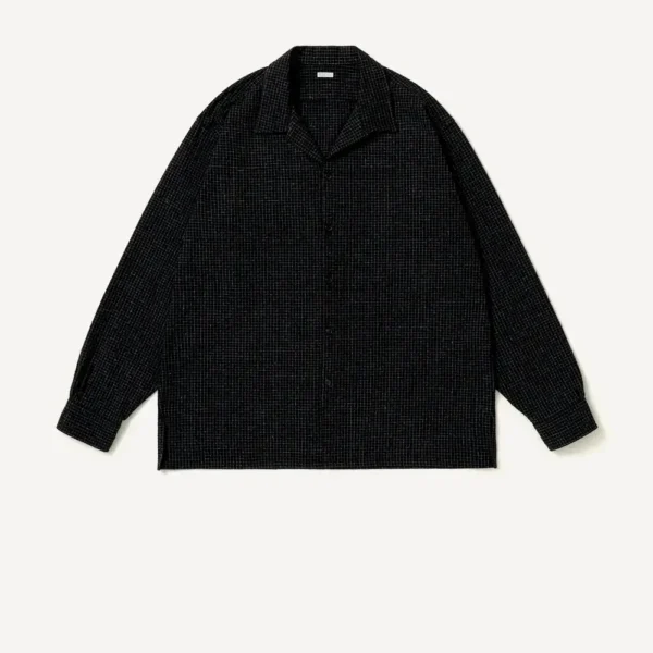 A.PRESSE Silk Nep Loop Collar Shirt - Black