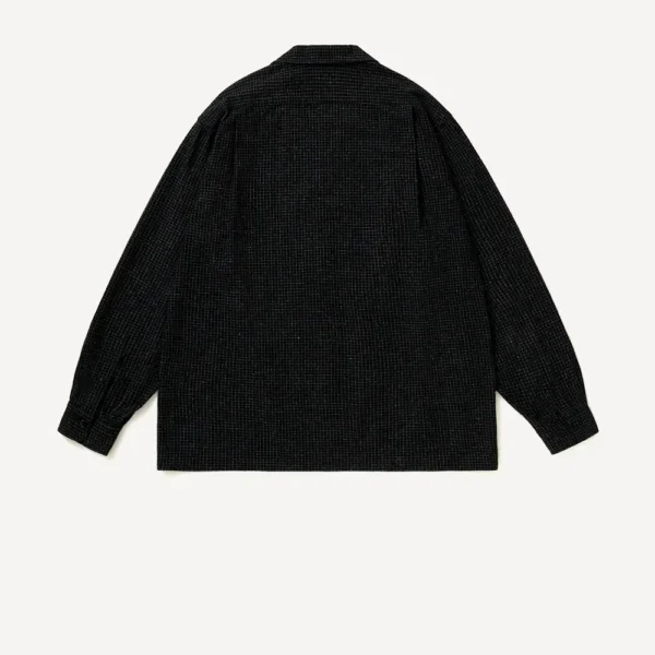A.PRESSE Silk Nep Loop Collar Shirt - Black