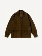 A.PRESSE Suede Leather Loop Collar Shirt - Brown