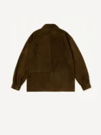 A.PRESSE Suede Leather Loop Collar Shirt - Brown