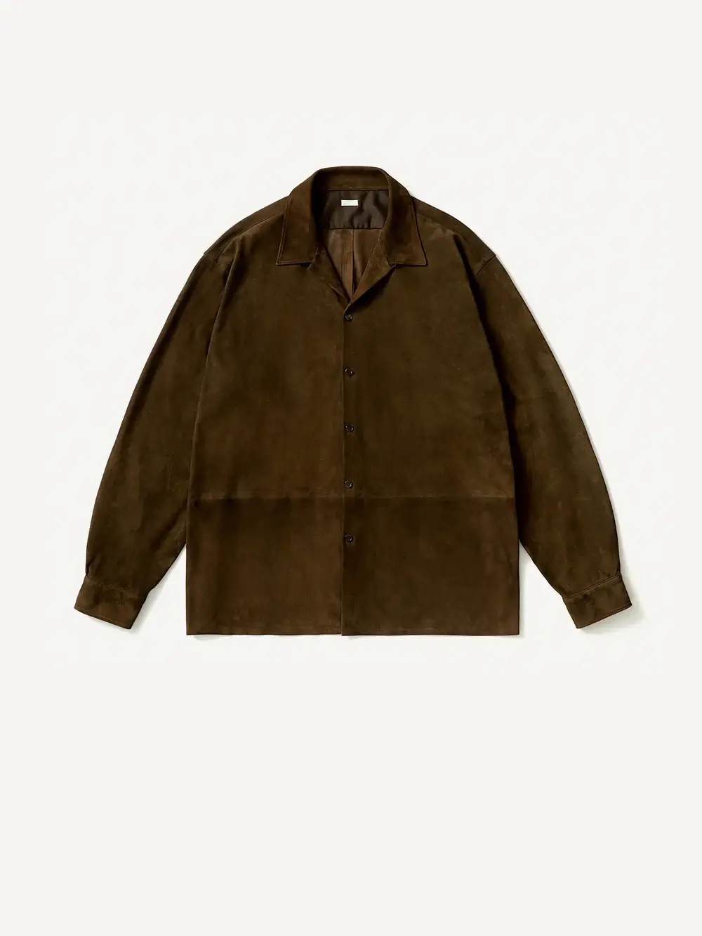 A.PRESSE Suede Leather Loop Collar Shirt - Brown A.PRESSE Suede Leather Loop Collar Shirt - Brown