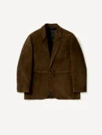 A.PRESSE Suede Leather Tailored Jacket - Brown
