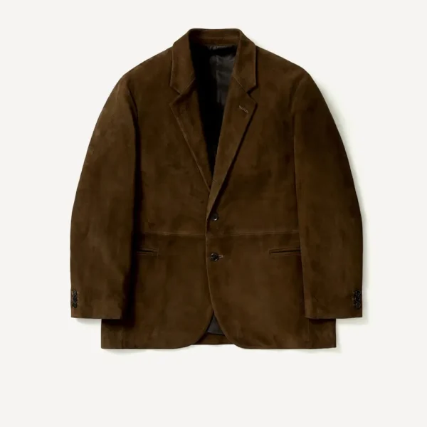 A.PRESSE Suede Leather Tailored Jacket - Brown