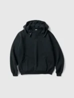 A.pressse Vintage Attached Snap Hood Sweat Parka Black front view