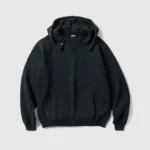 A.pressse Vintage Attached Snap Hood Sweat Parka Black front view