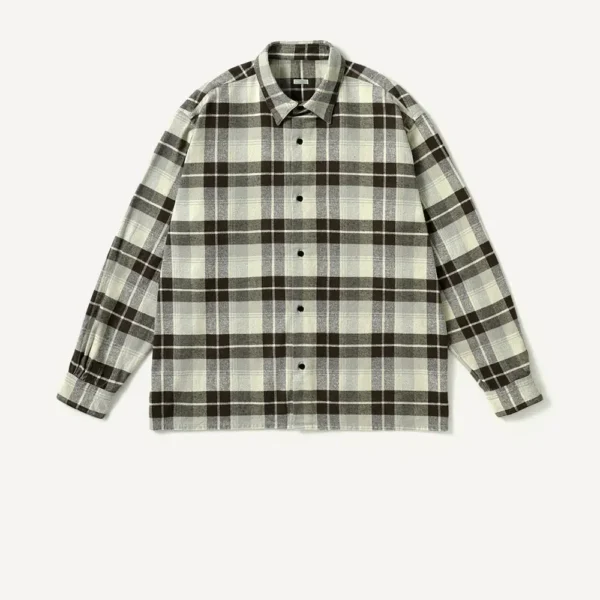 A.PRESSE Vintage Cotton Silk Nep Twill Check Shirt - Gray