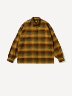 A.PRESSE Vintage Cotton Silk Nep Twill Check Shirt - Mustard