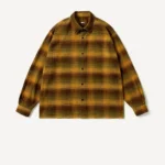 A.PRESSE Vintage Cotton Silk Nep Twill Check Shirt - Mustard