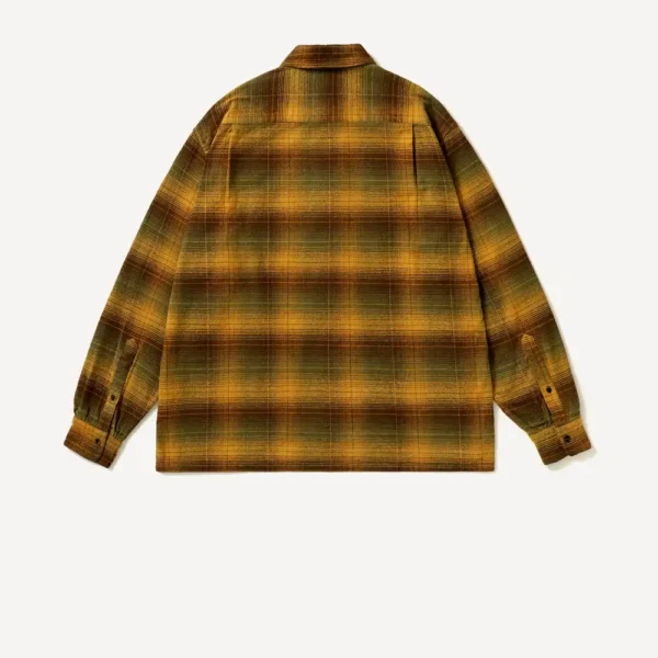 A.PRESSE Vintage Cotton Silk Nep Twill Check Shirt - Mustard