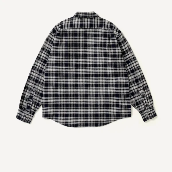 A.PRESSE Vintage Cotton Silk Nep Twill Check Shirt - Navy