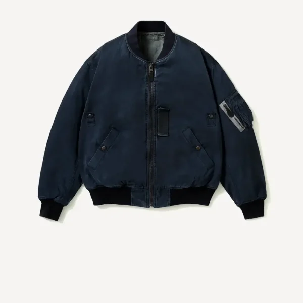 A.PRESSE Vintage Silk B-15C Flight Jacket - Navy Gray