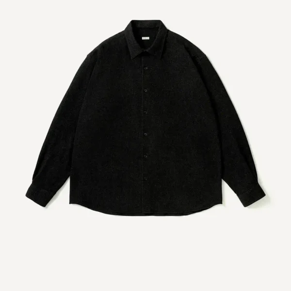 A.PRESSE Wool Regular Collar Shirt - Charcoal