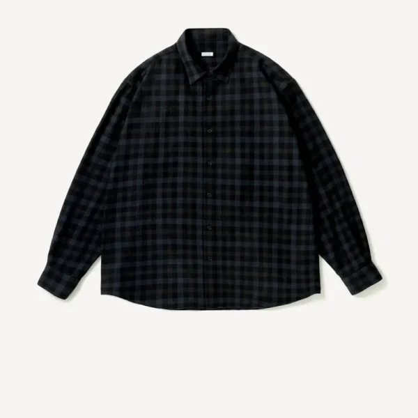 A.PRESSE Wool Regular Collar Shirt - Check