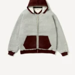 A.Presse Vintage Attached Hood Zip Hoodie Grey front view