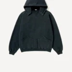 A.Presse Vintage Attached Hood Zipper Hoodie Black front view
