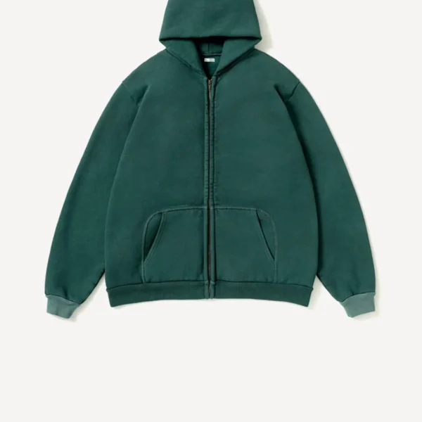 A.Presse Vintage Zipper Hoodie Green front view