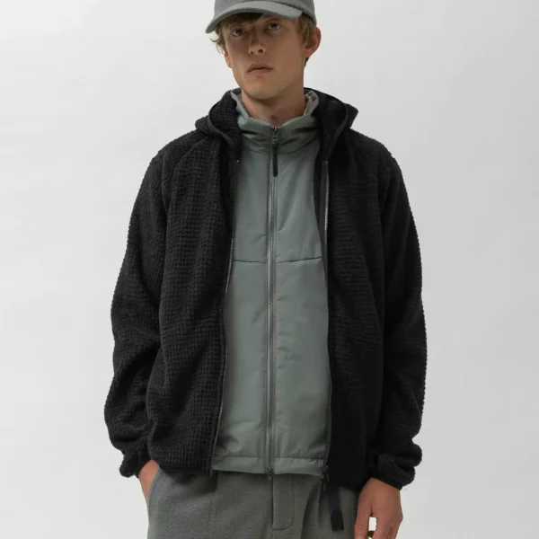 A.pressse Ascent Hoodie Polartec Alpha Fleece Black side view worn