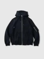 A.pressse Cotton Cashmere Knit Hoodie in Navy Front View