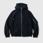 A.pressse Cotton Cashmere Knit Hoodie in Navy Front View