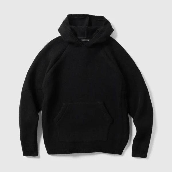 A.pressse Highland Hoodie Merino Wool Cashmere Black front view