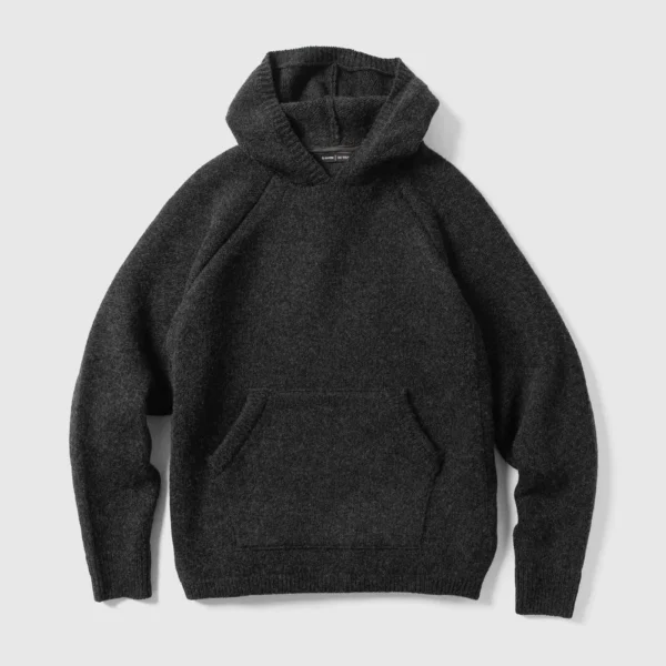 A.pressse Highland Hoodie Merino Wool Cashmere Charcoal front view