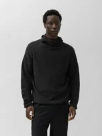A.pressse black perforated wholegarment knit top rear view